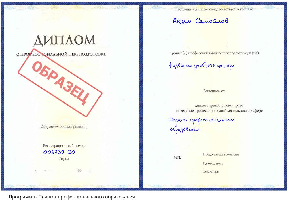 Педагог профессионального образования Черногорск